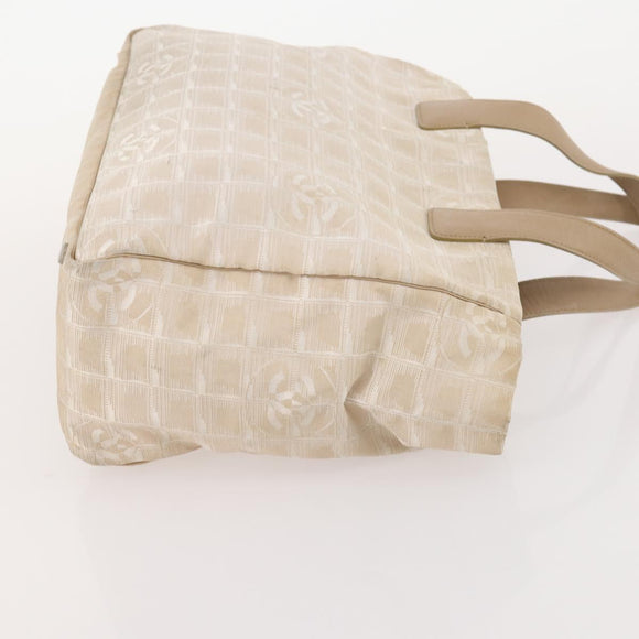 CHANEL New Travel Line Tote Bag Nylon 2 Set Beige CC Auth ti3894