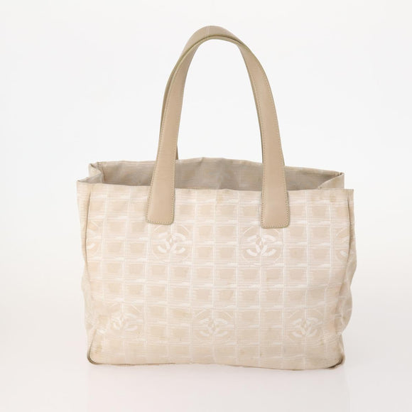 CHANEL New Travel Line Tote Bag Nylon 2 Set Beige CC Auth ti3894