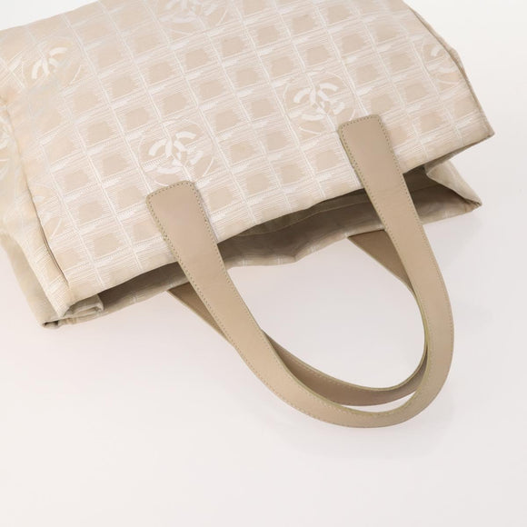 CHANEL New Travel Line Tote Bag Nylon 2 Set Beige CC Auth ti3894