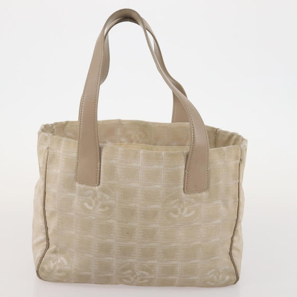CHANEL New Travel Line Tote Bag Nylon 2 Set Beige CC Auth ti3895
