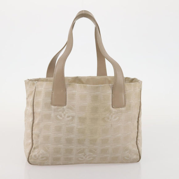 CHANEL New Travel Line Tote Bag Nylon 2 Set Beige CC Auth ti3895