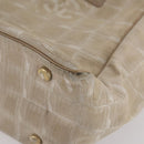 CHANEL New Travel Line Tote Bag Nylon 2 Set Beige CC Auth ti3895-16