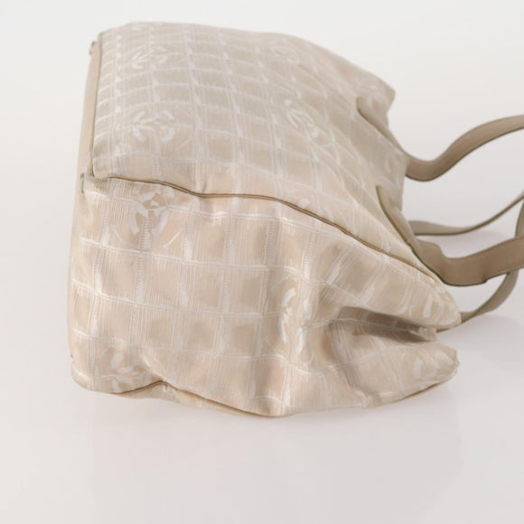 CHANEL New Travel Line Tote Bag Nylon 2 Set Beige CC Auth ti3895