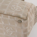CHANEL New Travel Line Tote Bag Nylon 2 Set Beige CC Auth ti3895-8