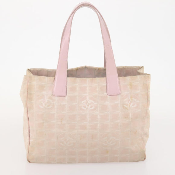CHANEL New Travel Line Tote Bag Nylon 2 Set Pink Beige CC Auth ti3896
