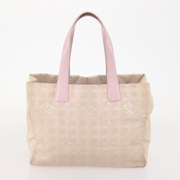 CHANEL New Travel Line Tote Bag Nylon 2 Set Pink Beige CC Auth ti3896