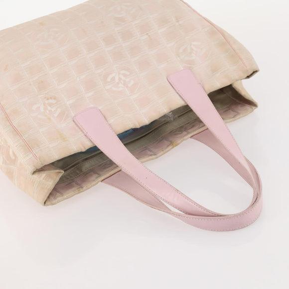 CHANEL New Travel Line Tote Bag Nylon 2 Set Pink Beige CC Auth ti3896