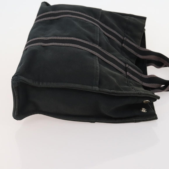 HERMES Tote Bag Canvas 4 Set Gray Black Auth ti3899