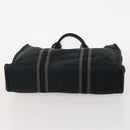 HERMES Tote Bag Canvas 4 Set Gray Black Auth ti3899-12