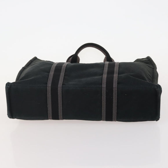 HERMES Tote Bag Canvas 4 Set Gray Black Auth ti3899