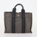 HERMES Tote Bag Canvas 4 Set Gray Black Auth ti3899-14