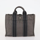 HERMES Tote Bag Canvas 4 Set Gray Black Auth ti3899-15
