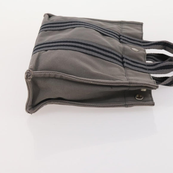 HERMES Tote Bag Canvas 4 Set Gray Black Auth ti3899
