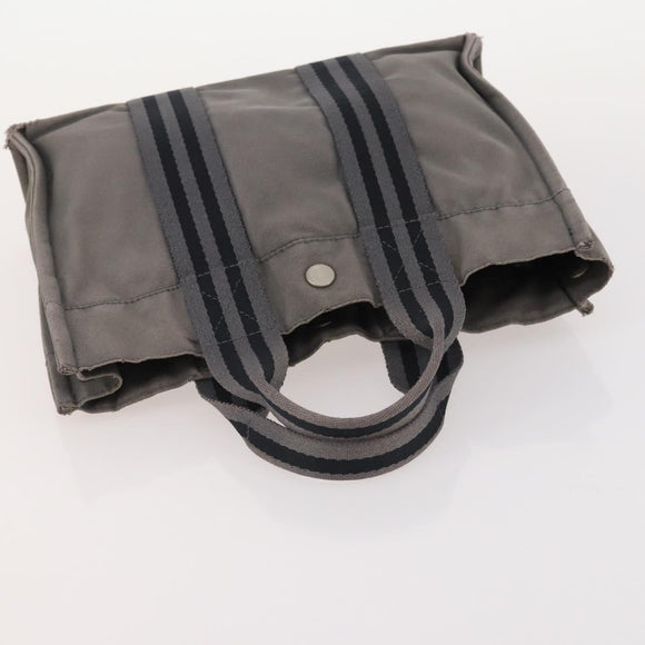 HERMES Tote Bag Canvas 4 Set Gray Black Auth ti3899