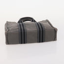 HERMES Tote Bag Canvas 4 Set Gray Black Auth ti3899-18