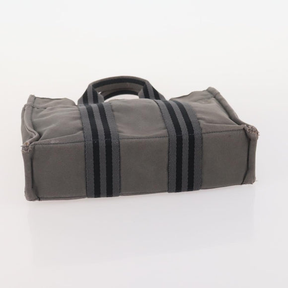 HERMES Tote Bag Canvas 4 Set Gray Black Auth ti3899