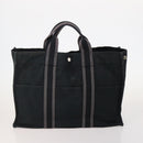 HERMES Tote Bag Canvas 4 Set Gray Black Auth ti3899-3