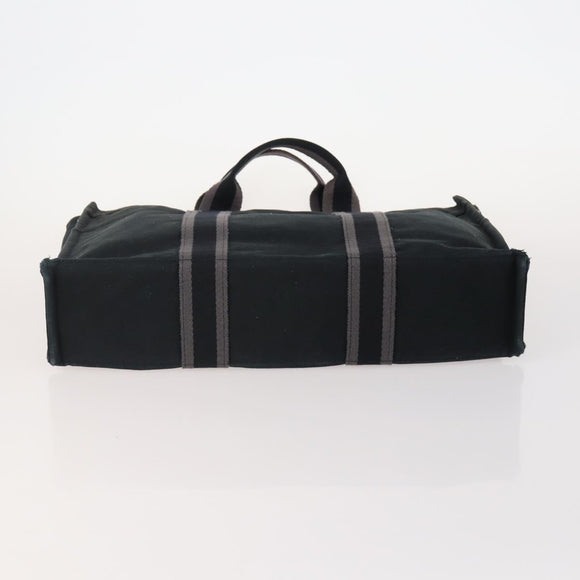 HERMES Tote Bag Canvas 4 Set Gray Black Auth ti3899
