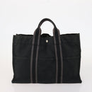 HERMES Tote Bag Canvas 4 Set Gray Black Auth ti3899-8