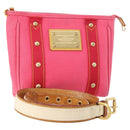 LOUIS VUITTON Belt Canvas Leather 2 Set Pink Beige LV Auth ti3901-1