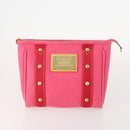 LOUIS VUITTON Belt Canvas Leather 2 Set Pink Beige LV Auth ti3901-2