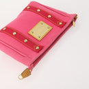 LOUIS VUITTON Belt Canvas Leather 2 Set Pink Beige LV Auth ti3901-5