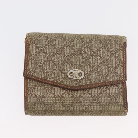 CELINE Macadam Canvas Wallet PVC 2 Set Brown Beige Auth ti3905