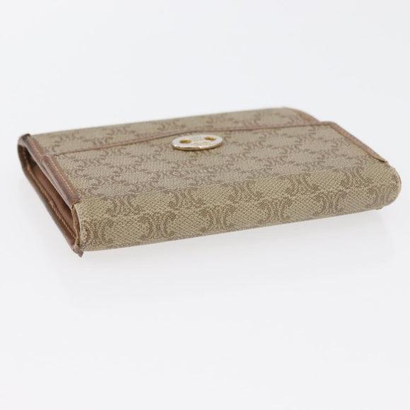CELINE Macadam Canvas Wallet PVC 2 Set Brown Beige Auth ti3905