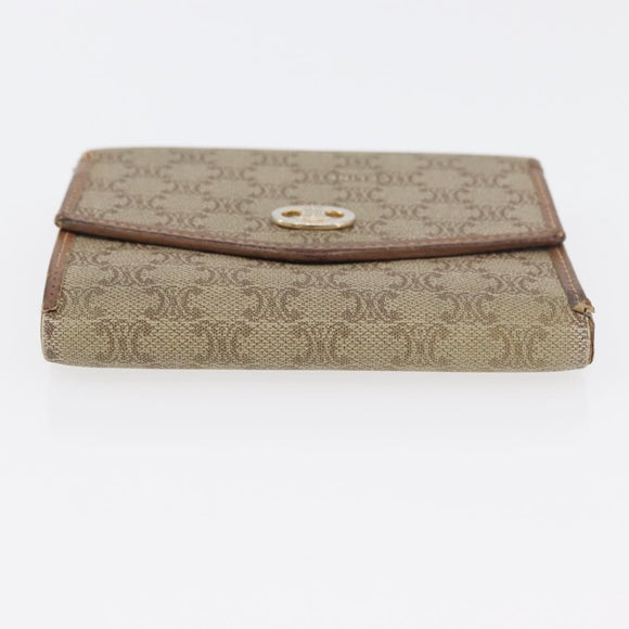 CELINE Macadam Canvas Wallet PVC 2 Set Brown Beige Auth ti3905