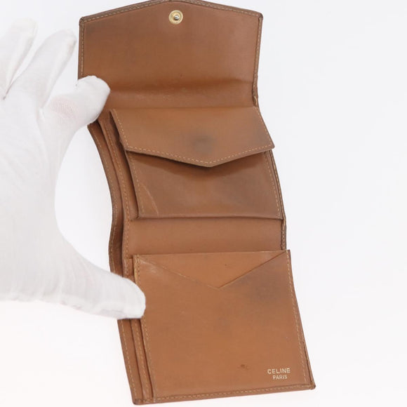 CELINE Macadam Canvas Wallet PVC 2 Set Brown Beige Auth ti3905