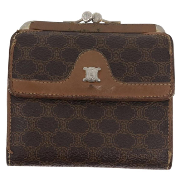 CELINE Macadam Canvas Wallet PVC 2 Set Brown Beige Auth ti3905