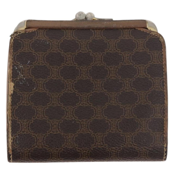 CELINE Macadam Canvas Wallet PVC 2 Set Brown Beige Auth ti3905