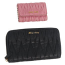 Miu Miu Matelasse Wallet Leather 2 Set Black Pink Auth ti3907-1