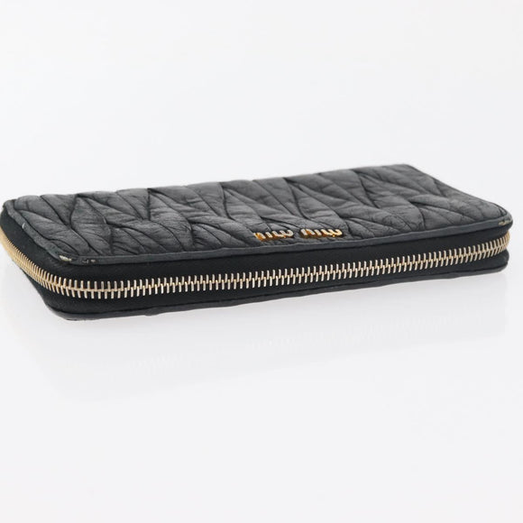 Miu Miu Matelasse Wallet Leather 2 Set Black Pink Auth ti3907