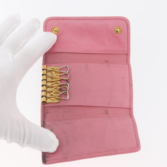Miu Miu Matelasse Wallet Leather 2 Set Black Pink Auth ti3907