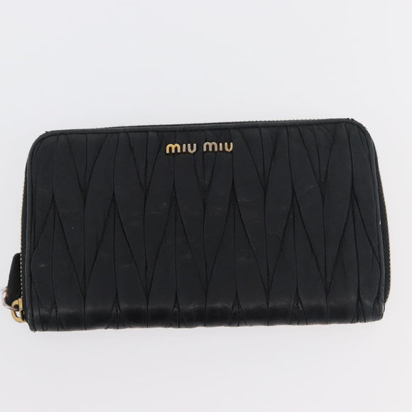 Miu Miu Matelasse Wallet Leather 2 Set Black Pink Auth ti3907