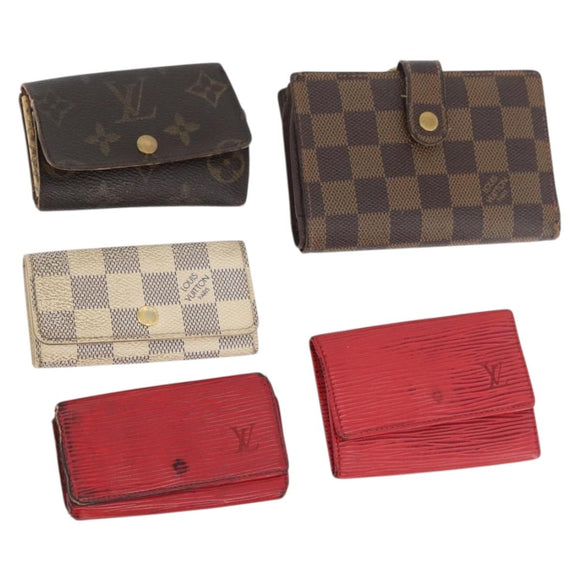 LOUIS VUITTON Monogram Epi Wallet 5 Set Red Damier Azur LV Auth ti3908