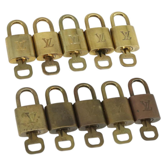 LOUIS VUITTON Padlock 10 Set Padlock metal Gold LV Auth ti3909