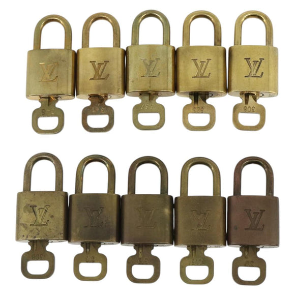 LOUIS VUITTON Padlock 10 Set Padlock metal Gold LV Auth ti3909