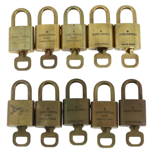 LOUIS VUITTON Padlock 10 Set Padlock metal Gold LV Auth ti3909