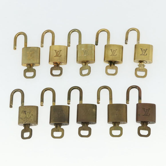 LOUIS VUITTON Padlock 10 Set Padlock metal Gold LV Auth ti3909