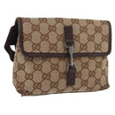 GUCCI GG Canvas Waist bag Beige Silver 92543 Auth ti3910-1