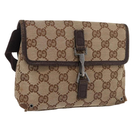 GUCCI GG Canvas Waist bag Beige Silver 92543 Auth ti3910