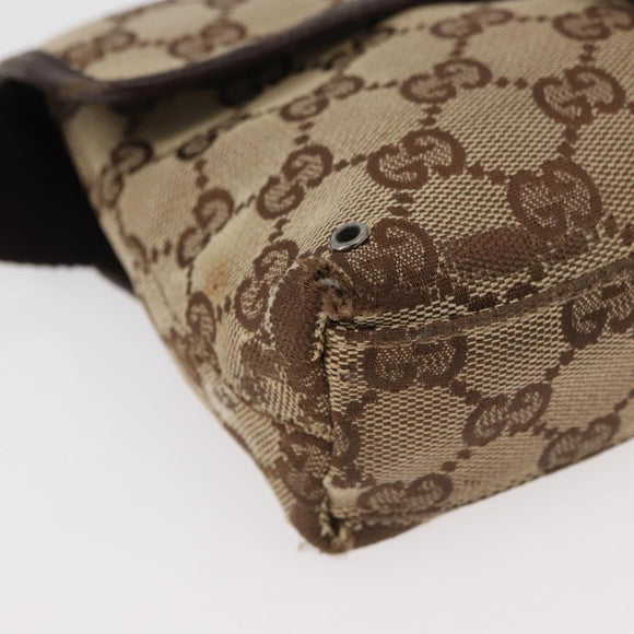 GUCCI GG Canvas Waist bag Beige Silver 92543 Auth ti3910