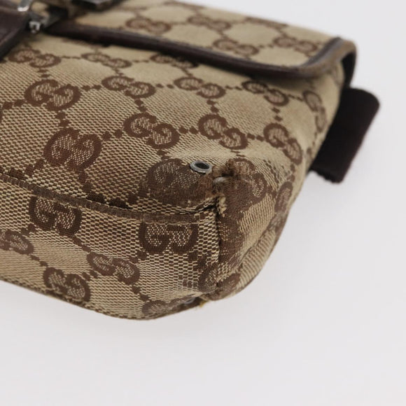 GUCCI GG Canvas Waist bag Beige Silver 92543 Auth ti3910