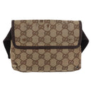GUCCI GG Canvas Waist bag Beige Silver 92543 Auth ti3910-2