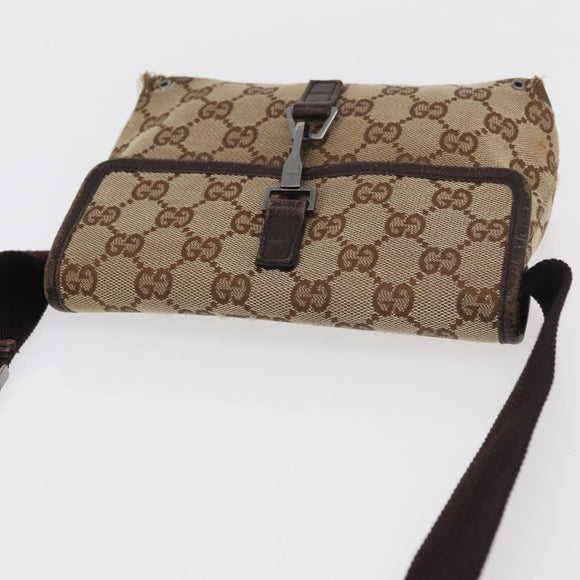GUCCI GG Canvas Waist bag Beige Silver 92543 Auth ti3910