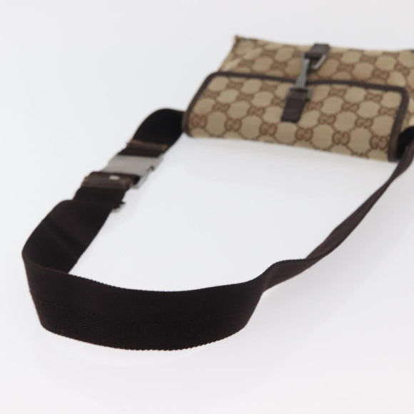 GUCCI GG Canvas Waist bag Beige Silver 92543 Auth ti3910