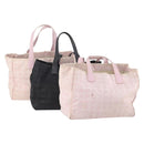CHANEL New Travel Line Tote Bag Nylon 3 Set Pink Black CC Auth ti3919-1