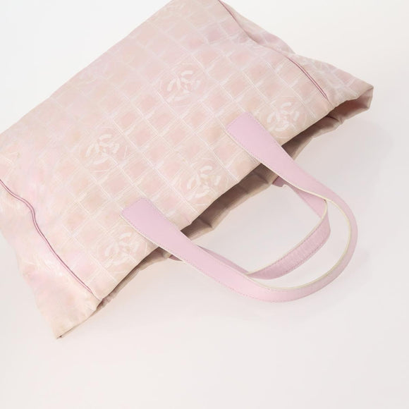 CHANEL New Travel Line Tote Bag Nylon 3 Set Pink Black CC Auth ti3919